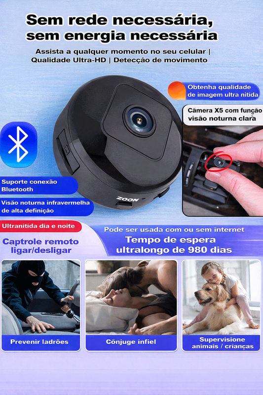 MicroVigi HD™ - Mini Câmara de Segurança Inteligente